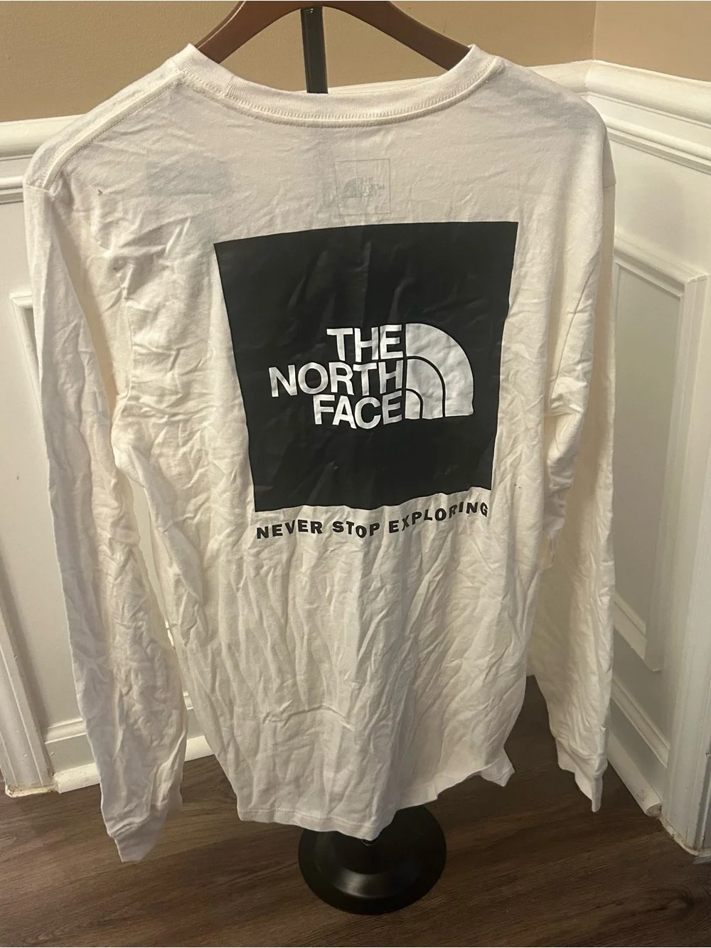 THE NORTH FACE Men's Sleeve Long Sleeve Tee, Gardenia White Black, Medium New